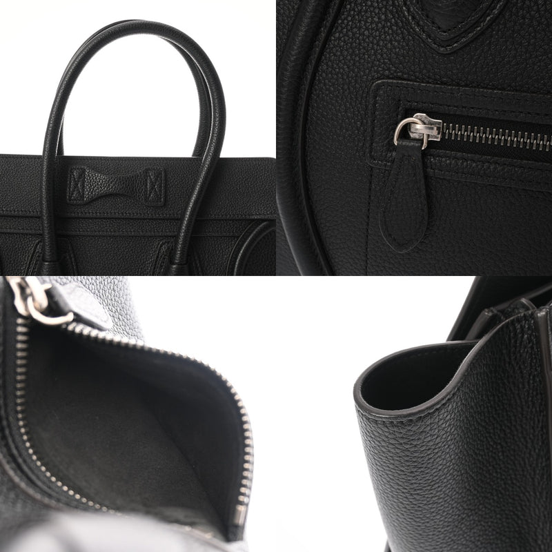 CELINE セリーヌ ラゲージ マイクロショッパー ブラック 189793 レディース ドラムカーフ ハンドバッグ Aランク 中古 銀蔵