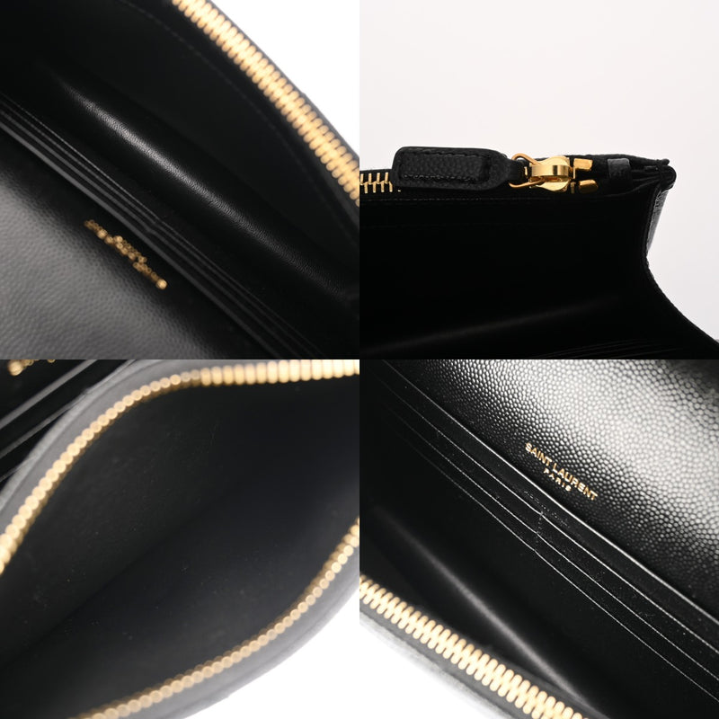 SAINT LAURENT サンローラン カサンドラ エンベロープ ブラック 742920 レディース レザー チェーンウォレット Aランク 中古 銀蔵