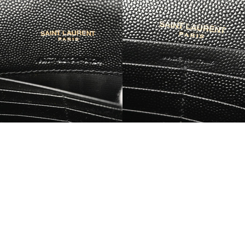 SAINT LAURENT サンローラン カサンドラ エンベロープ ブラック 742920 レディース レザー チェーンウォレット Aランク 中古 銀蔵
