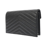 SAINT LAURENT サンローラン カサンドラ エンベロープ ブラック 742920 レディース レザー チェーンウォレット Aランク 中古 銀蔵