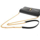 SAINT LAURENT サンローラン カサンドラ エンベロープ ブラック 742920 レディース レザー チェーンウォレット Aランク 中古 銀蔵