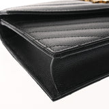 SAINT LAURENT サンローラン カサンドラ エンベロープ ブラック 742920 レディース レザー チェーンウォレット Aランク 中古 銀蔵