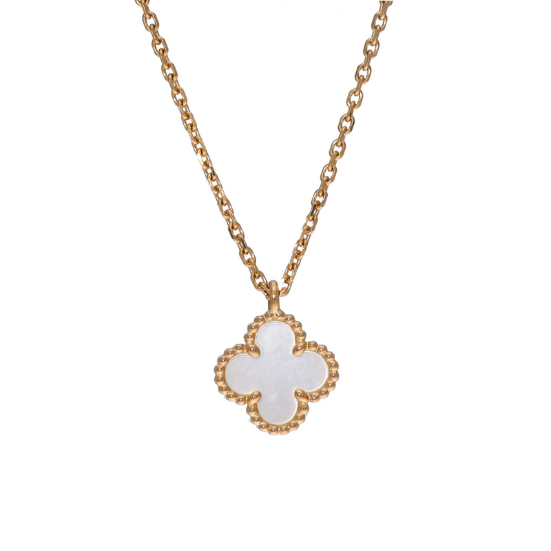 VAN CLEEF & ARPELS ヴァンクリーフ＆アーペル スウィート アルハンブラ シェル VCARF69100 レディース K18イエローゴールド YG ネックレス Aランク 中古 銀蔵