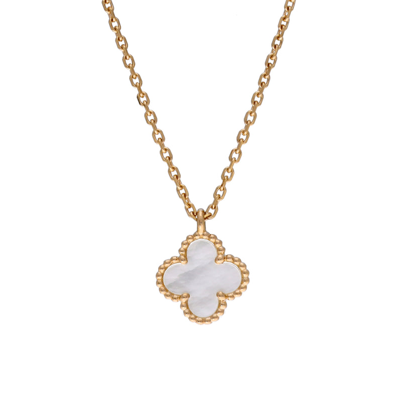 VAN CLEEF & ARPELS ヴァンクリーフ＆アーペル スウィート アルハンブラ シェル VCARF69100 レディース K18イエローゴールド YG ネックレス Aランク 中古 銀蔵