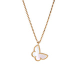 VAN CLEEF & ARPELS ヴァンクリーフ＆アーペル スウィート アルハンブラ パピヨン シェル レディース K18イエローゴールド YG ネックレス Aランク 中古 銀蔵