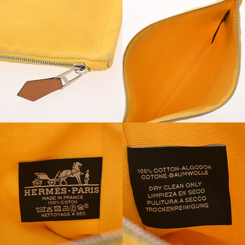 HERMES エルメス ヨッティング PM イエロー ユニセックス キャンバス ポーチ Bランク 中古 銀蔵