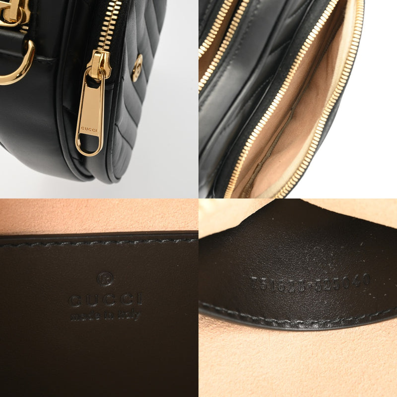 GUCCI グッチ インターロッキングG ハート型 ブラック 751628 レディース レザー ショルダーバッグ Aランク 中古 銀蔵