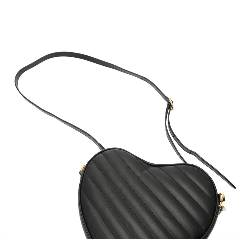 GUCCI グッチ インターロッキングG ハート型 ブラック 751628 レディース レザー ショルダーバッグ Aランク 中古 銀蔵