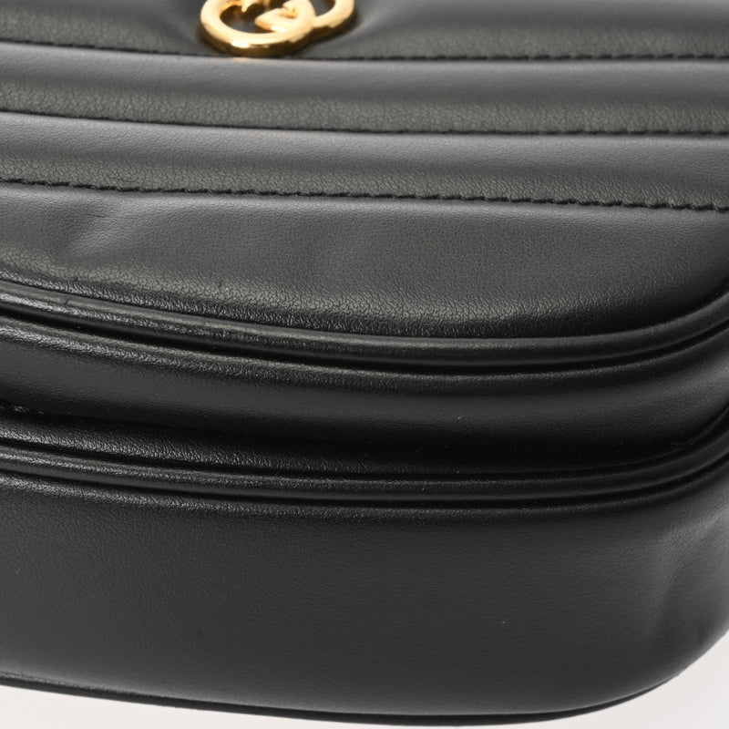 GUCCI グッチ インターロッキングG ハート型 ブラック 751628 レディース レザー ショルダーバッグ Aランク 中古 銀蔵