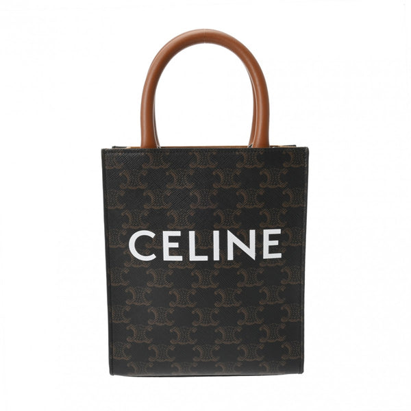 CELINE セリーヌ トリオンフキャンバス ミニ バーティカルカバ タン 194372BZK レディース レザー ハンドバッグ Aランク 中古 銀蔵