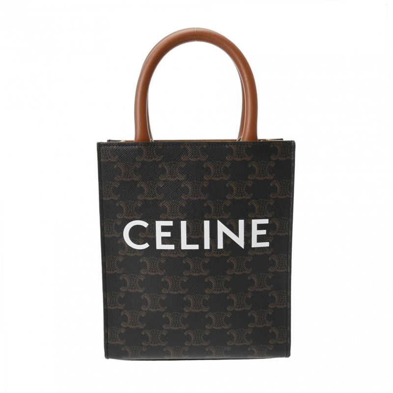 CELINE セリーヌ トリオンフキャンバス ミニ バーティカルカバ タン 194372BZK レディース レザー ハンドバッグ Aランク 中古 銀蔵