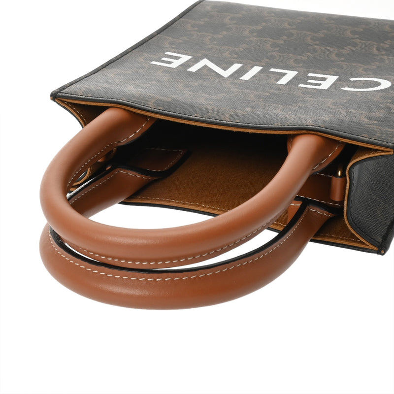 CELINE セリーヌ トリオンフキャンバス ミニ バーティカルカバ タン 194372BZK レディース レザー ハンドバッグ Aランク 中古 銀蔵