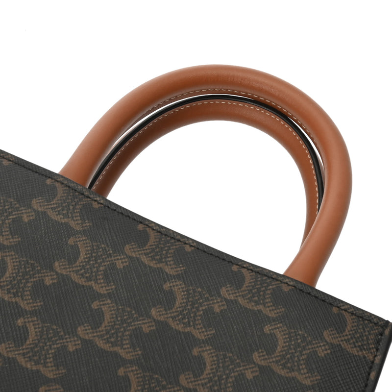 CELINE セリーヌ トリオンフキャンバス ミニ バーティカルカバ タン 194372BZK レディース レザー ハンドバッグ Aランク 中古 銀蔵