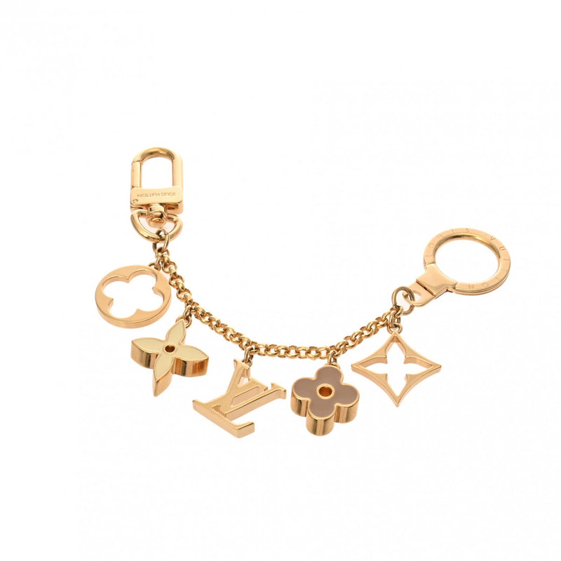 LOUIS VUITTON ルイヴィトン フルール ドゥ モノグラム バッグチャーム チェーン ゴールド M65111 ユニセックス GP キーホルダー ABランク 中古 銀蔵