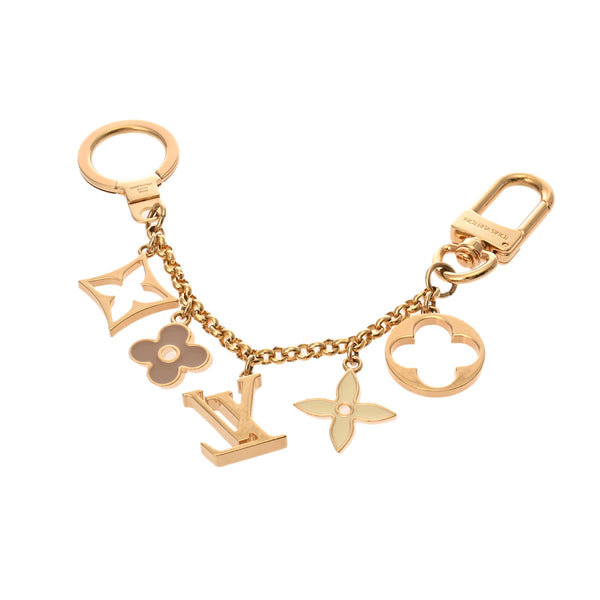 LOUIS VUITTON ルイヴィトン フルール ドゥ モノグラム バッグチャーム チェーン ゴールド M65111 ユニセックス GP キーホルダー ABランク 中古 銀蔵