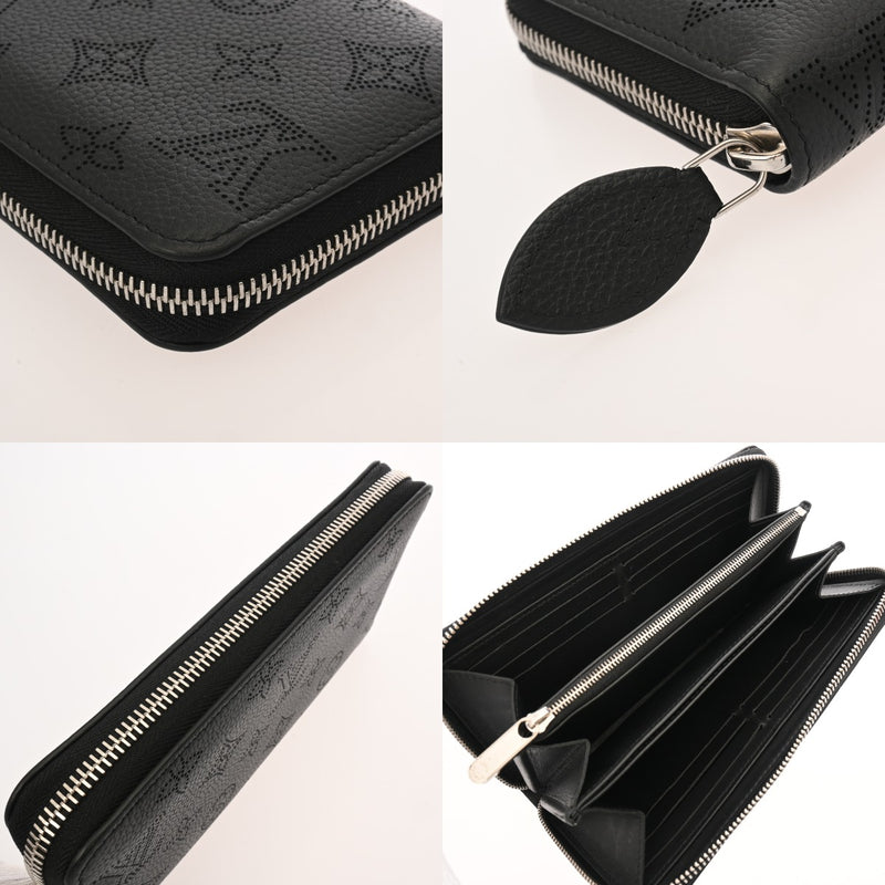 LOUIS VUITTON ルイヴィトン モノグラムマヒナ ジッピーウォレット ノワール M61867 レディース レザー 長財布 ABランク 中古 銀蔵