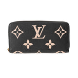 LOUIS VUITTON ルイヴィトン モノグラムアンプラント ジッピーウォレット ブラック/ベージュ M80481 レディース レザー 長財布 Bランク 中古 銀蔵