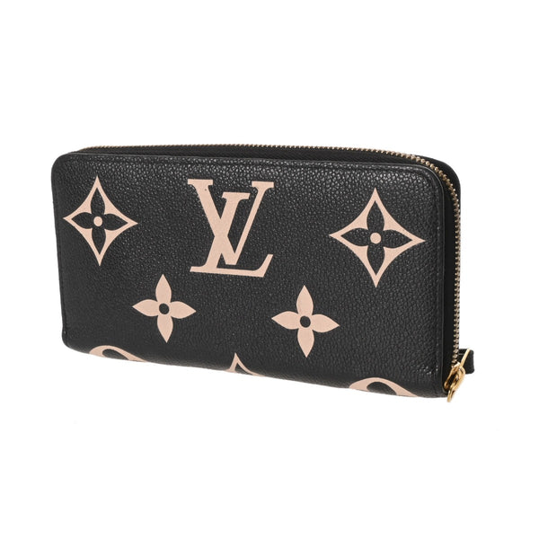 LOUIS VUITTON ルイヴィトン モノグラムアンプラント ジッピーウォレット ブラック/ベージュ M80481 レディース レザー 長財布 Bランク 中古 銀蔵