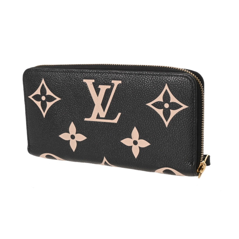 LOUIS VUITTON ルイヴィトン モノグラムアンプラント ジッピーウォレット ブラック/ベージュ M80481 レディース レザー 長財布 Bランク 中古 銀蔵