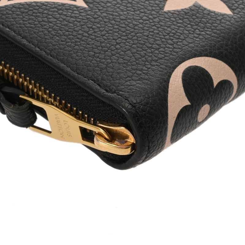 LOUIS VUITTON ルイヴィトン モノグラムアンプラント ジッピーウォレット ブラック/ベージュ M80481 レディース レザー 長財布 Bランク 中古 銀蔵