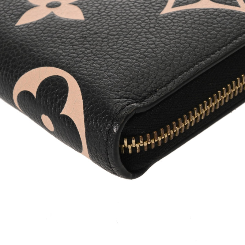 LOUIS VUITTON ルイヴィトン モノグラムアンプラント ジッピーウォレット ブラック/ベージュ M80481 レディース レザー 長財布 Bランク 中古 銀蔵