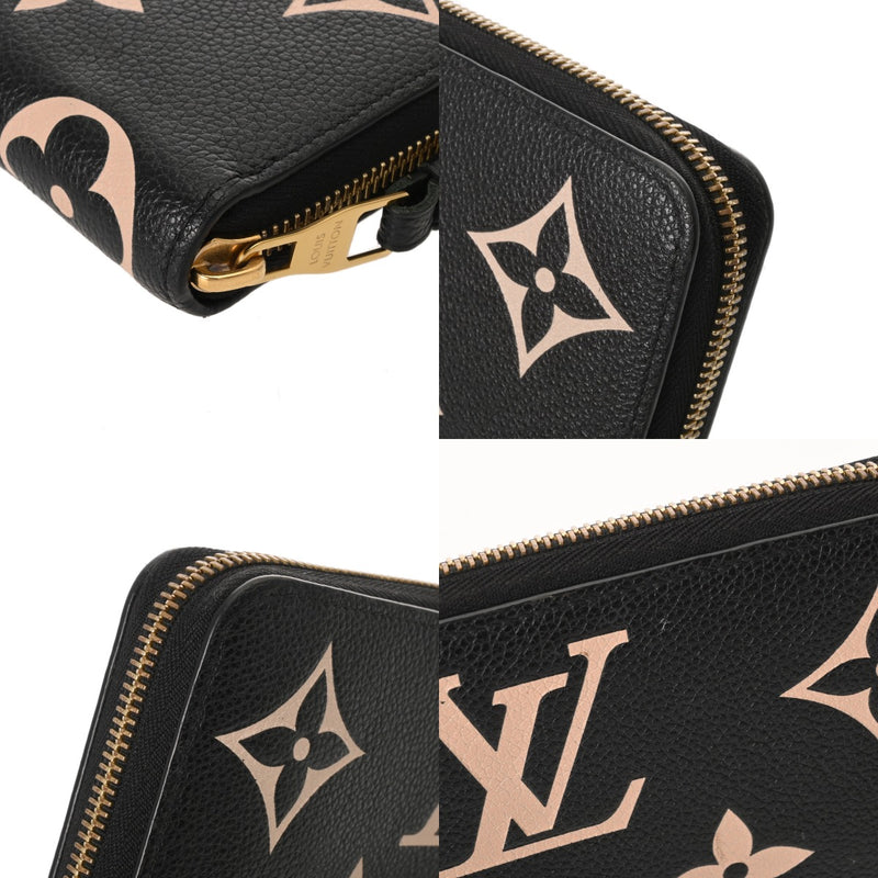 LOUIS VUITTON ルイヴィトン モノグラムアンプラント ジッピーウォレット ブラック/ベージュ M80481 レディース レザー 長財布 Bランク 中古 銀蔵