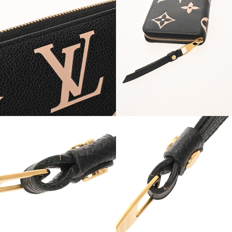LOUIS VUITTON ルイヴィトン モノグラムアンプラント ジッピーウォレット ブラック/ベージュ M80481 レディース レザー 長財布 Bランク 中古 銀蔵