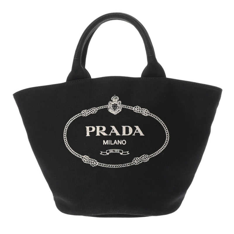 PRADA プラダ カナパ ファブリック ハンドバッグ ブラック 1BG186 レディース キャンバス トートバッグ ABランク 中古 銀蔵