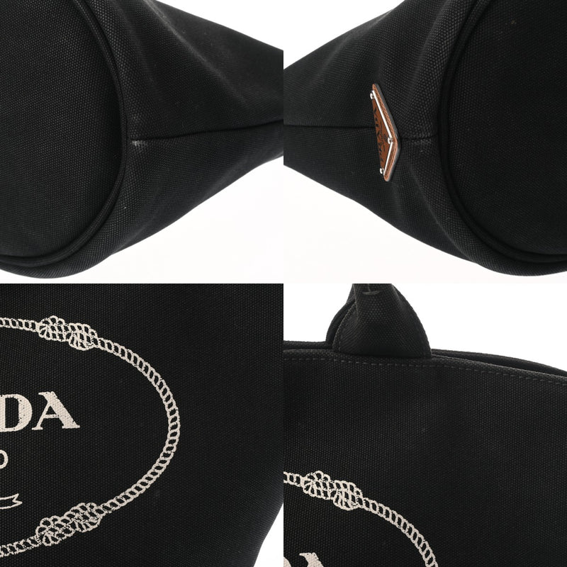 PRADA プラダ カナパ ファブリック ハンドバッグ ブラック 1BG186 レディース キャンバス トートバッグ ABランク 中古 銀蔵
