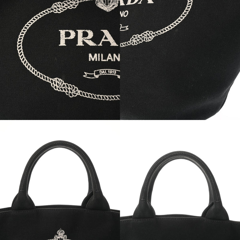 PRADA プラダ カナパ ファブリック ハンドバッグ ブラック 1BG186 レディース キャンバス トートバッグ ABランク 中古 銀蔵