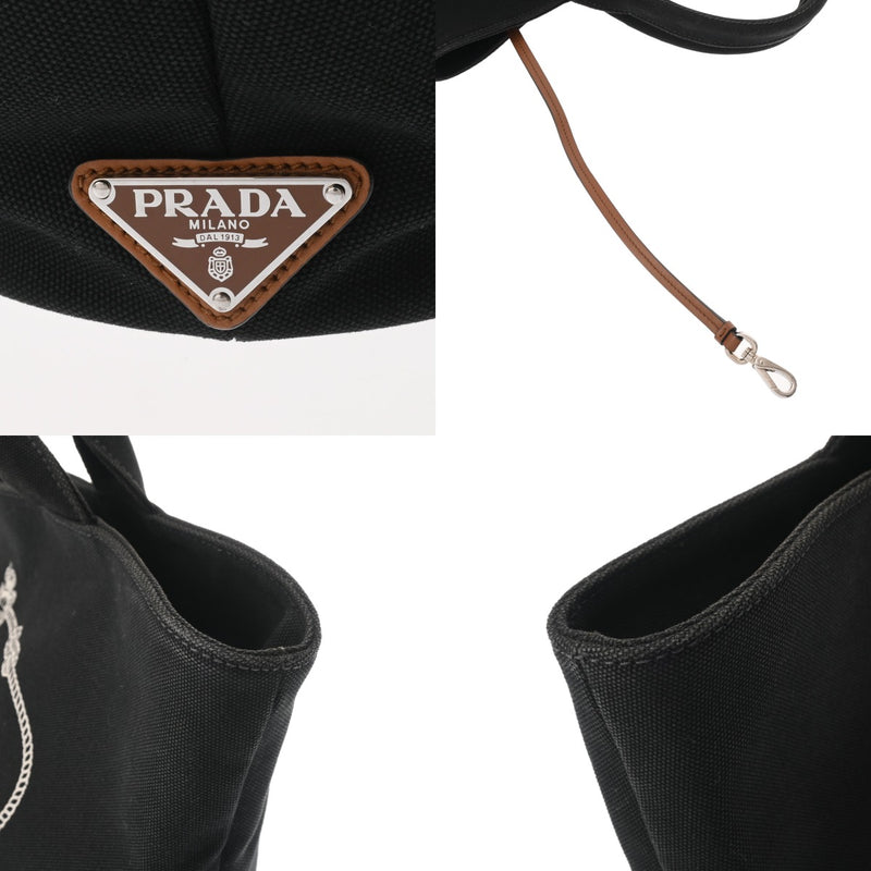 PRADA プラダ カナパ ファブリック ハンドバッグ ブラック 1BG186 レディース キャンバス トートバッグ ABランク 中古 銀蔵