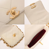 CHANEL シャネル マトラッセ ミニ チェーンショルダー ホワイト AS2833 レディース カーフ ショルダーバッグ ABランク 中古 銀蔵