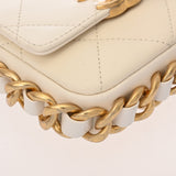 CHANEL シャネル マトラッセ ミニ チェーンショルダー ホワイト AS2833 レディース カーフ ショルダーバッグ ABランク 中古 銀蔵