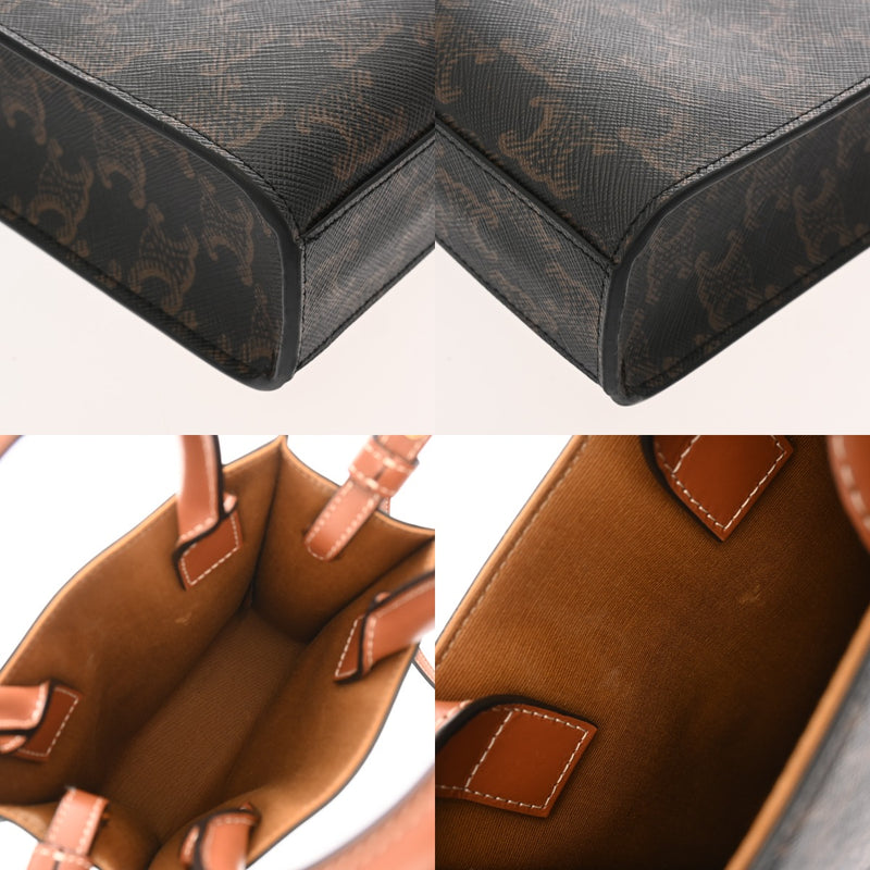 CELINE セリーヌ トリオンフキャンバス バーティカルカバ ミニ タン 1914372BZK レディース PVC レザー トートバッグ Aランク 中古 銀蔵