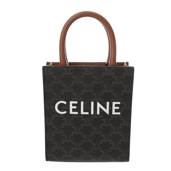 CELINE セリーヌ トリオンフキャンバス バーティカルカバ ミニ タン 1914372BZK レディース PVC レザー トートバッグ Aランク 中古 銀蔵