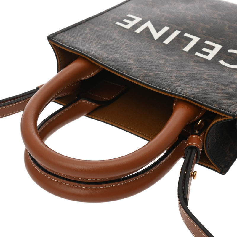 CELINE セリーヌ トリオンフキャンバス バーティカルカバ ミニ タン 1914372BZK レディース PVC レザー トートバッグ Aランク 中古 銀蔵