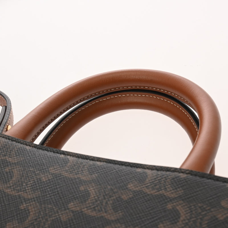 CELINE セリーヌ トリオンフキャンバス バーティカルカバ ミニ タン 1914372BZK レディース PVC レザー トートバッグ Aランク 中古 銀蔵