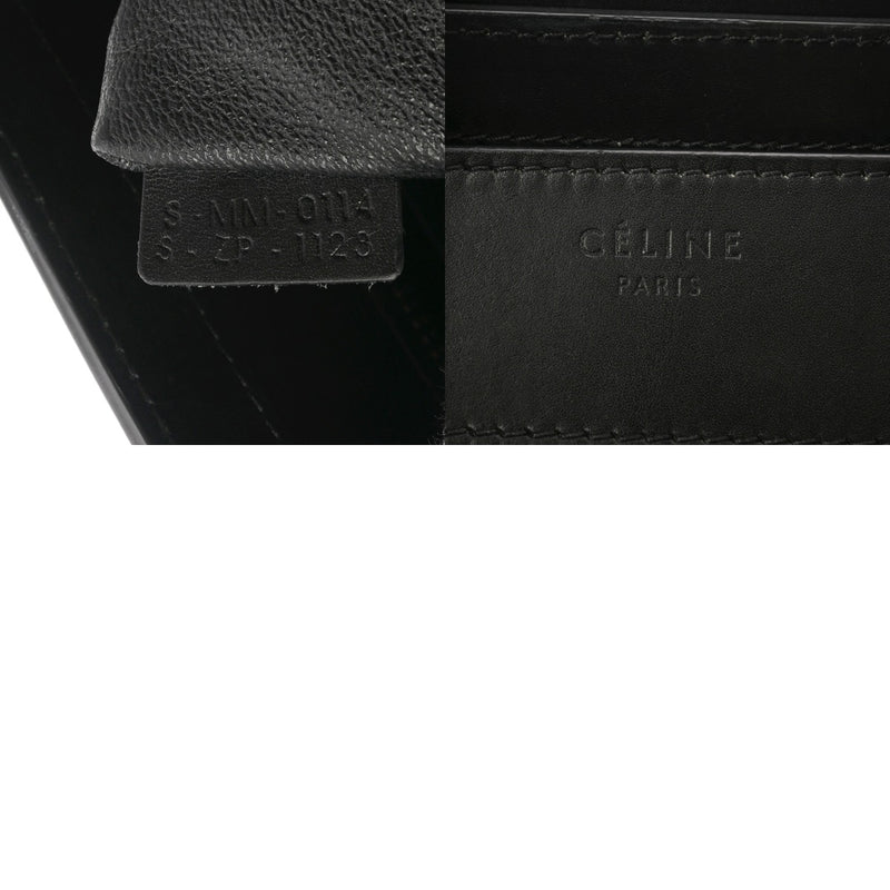 CELINE セリーヌ ラゲージ マイクロショッパー ブラック/ホワイト/ベージュ 189793 レディース ドラムドカーフ ハンドバッグ Bランク 中古 銀蔵