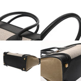 CELINE セリーヌ ラゲージ マイクロショッパー ブラック/ホワイト/ベージュ 189793 レディース ドラムドカーフ ハンドバッグ Bランク 中古 銀蔵