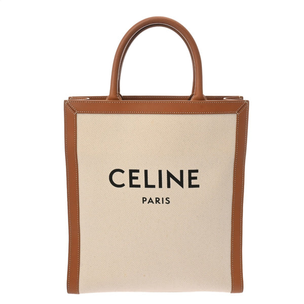 CELINE セリーヌ バーティカルカバ スモール ナチュラル/タン 192082BNZ レディース キャンバス カーフ ハンドバッグ ABランク 中古 銀蔵