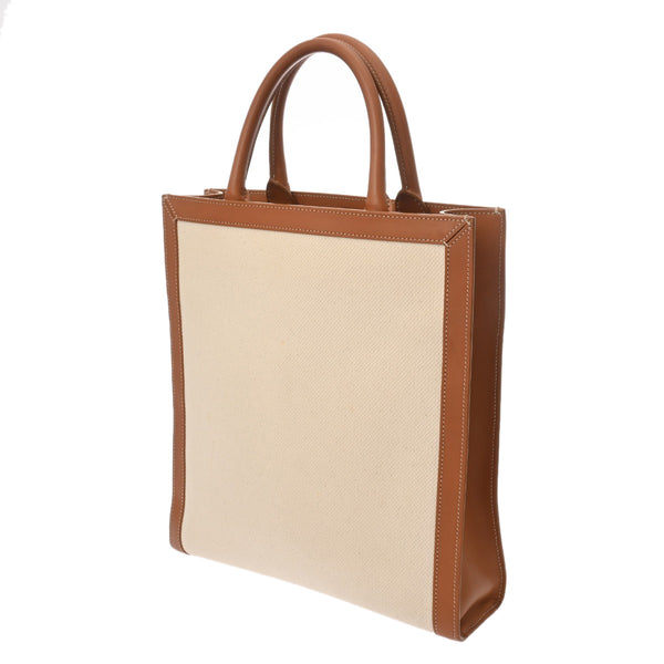 CELINE セリーヌ バーティカルカバ スモール ナチュラル/タン 192082BNZ レディース キャンバス カーフ ハンドバッグ ABランク 中古 銀蔵