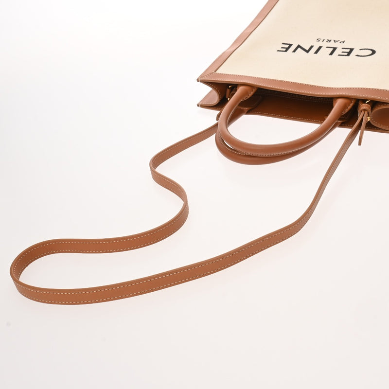 CELINE セリーヌ バーティカルカバ スモール ナチュラル/タン 192082BNZ レディース キャンバス カーフ ハンドバッグ ABランク 中古 銀蔵