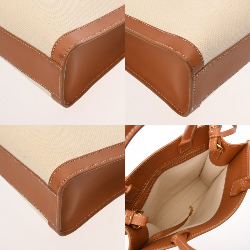 CELINE セリーヌ バーティカルカバ スモール ナチュラル/タン 192082BNZ レディース キャンバス カーフ ハンドバッグ ABランク 中古 銀蔵