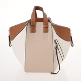 LOEWE ロエベ ハンモック スモール ホワイト/ベージュ/ブラウン レディース レザー 2WAYバッグ ABランク 中古 銀蔵