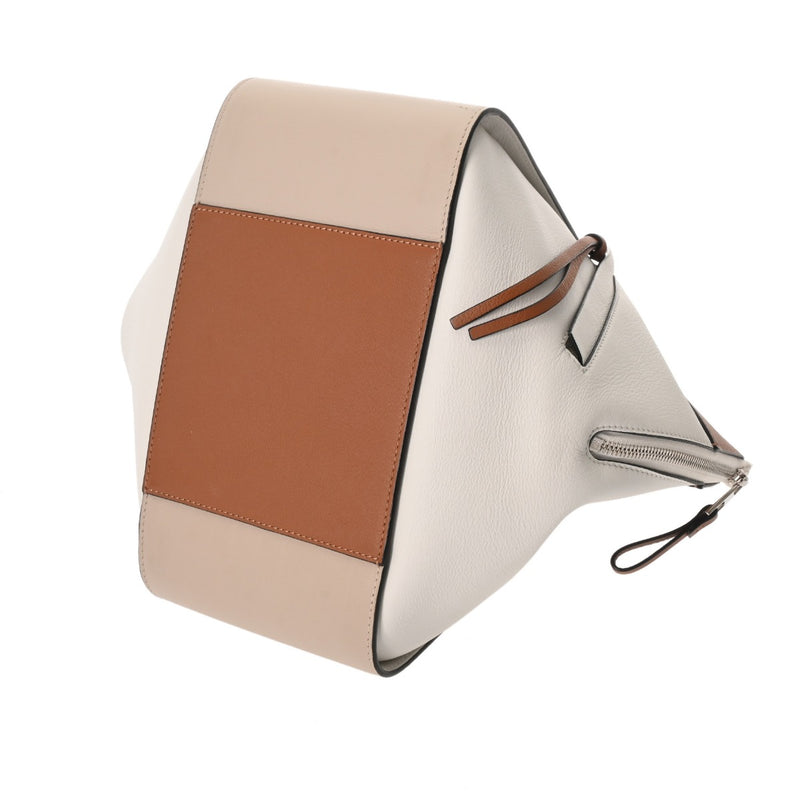 LOEWE ロエベ ハンモック スモール ホワイト/ベージュ/ブラウン レディース レザー 2WAYバッグ ABランク 中古 銀蔵