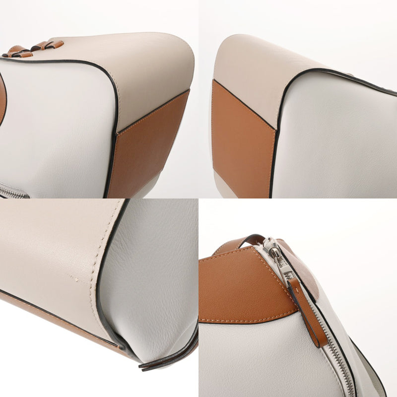 LOEWE ロエベ ハンモック スモール ホワイト/ベージュ/ブラウン レディース レザー 2WAYバッグ ABランク 中古 銀蔵