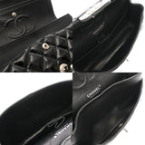 CHANEL シャネル マトラッセ Wフラップ 25cm チェーンショルダー ブラック A01112 レディース エナメル ショルダーバッグ ABランク 中古 銀蔵