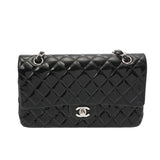 CHANEL シャネル マトラッセ Wフラップ 25cm チェーンショルダー ブラック A01112 レディース エナメル ショルダーバッグ ABランク 中古 銀蔵