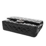 CHANEL シャネル マトラッセ Wフラップ 25cm チェーンショルダー ブラック A01112 レディース エナメル ショルダーバッグ ABランク 中古 銀蔵