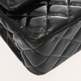 CHANEL シャネル マトラッセ Wフラップ 25cm チェーンショルダー ブラック A01112 レディース エナメル ショルダーバッグ ABランク 中古 銀蔵